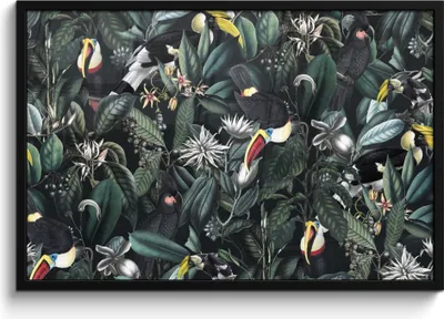 Produktbild von MuchoWow® MuchoWow® Gerahmtes Poster Blumen - Vogel - Tukan 90x60 cm - Poster mit zchwarzem Bilderrahmen - Fotorahmen - Foto-Plakat