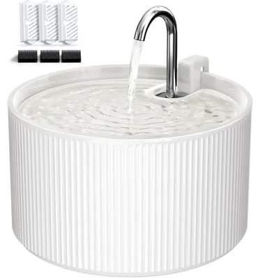 Produktbild von Keramik-Katzenbrunnen 2,2L Trinkbrunnen für Katzen Indoor mit 3 Ersatzfiltern, ultraleise Pumpe