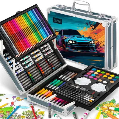 Produktbild von Kindermalset im Koffer mit Automotiv, 145-teilig, Kunstkoffer