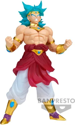 A collectible figurine of the character Broly from Dragon Ball Z.