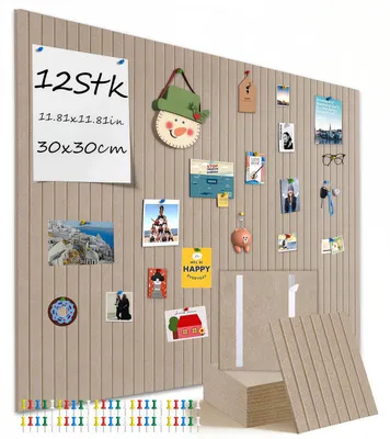 Produktbild von 12er-Set Filz-Pinnwand (120 x 90 cm), selbstklebend, Memotafeln mit Reißzwecken, Wanddekoration, Fotowand, für Büro, Küche, Fotos, Notizen
