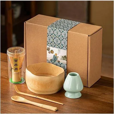 Produktbild von 5 Matcha Teesets mit Löffel Accessoires Geschenkbox Japanisch