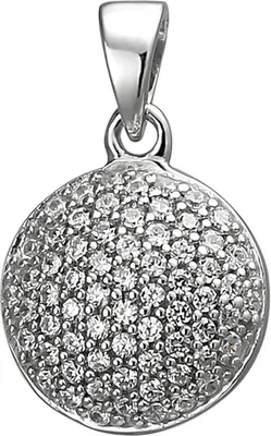 Produktbild von Pavé Anhänger rund Ø10,7mm 925 Silber mit 66 Zirkonia Silberanhänger Halsschmuck