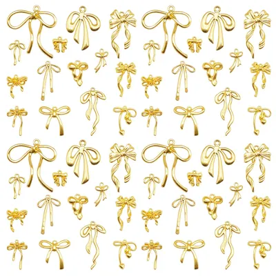 Goldene Schleifen-Anhänger 42 Stück, 14 Designs für DIY-Schmuck