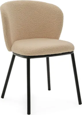 Produktbild von NEW HOME Stuhl BARI Esszimmerstuhl gepolsterter Wohnzimmerstuhl mit Steppung - beige - moderne Samt Boucle Möbel