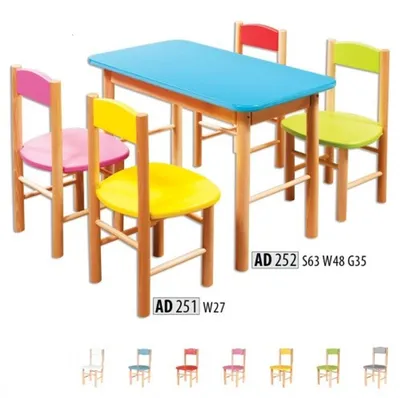 Produktbild von Stuhl Set Kinderzimmer Sitzgarnitur Echtes Holz Massiv 5tlg. Sitz Gruppe Tisch