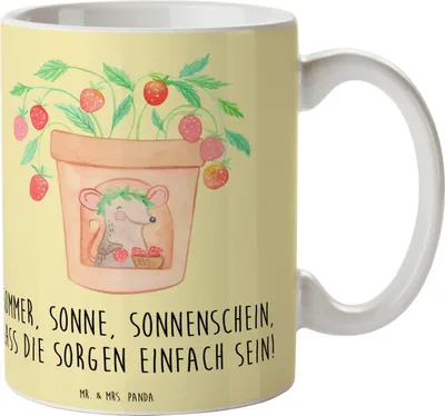 Produktbild von Mr. & Mrs. Panda Henkelpott Sommerfreude - Gelb Pastell - Geschenk, Tasse, Jahreszeiten, Sommergefühle, Kuscheln, Summer Vibes, Kaffeetasse, Becher, Kamin, Teepott