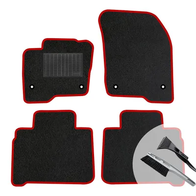 Image de Ensemble de tapis de sol en velours, couleur rouge, compatible avec : Ford Escort V (1990-1992)