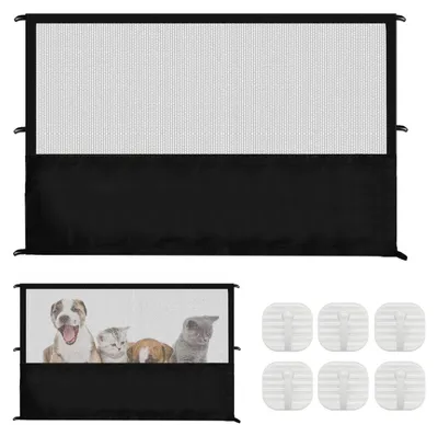 Obrázek produktu pro Bezpečnostní zábradlí pro psy, bez nutnosti vrtání, rozměry 110 x 80 cm, barva černá