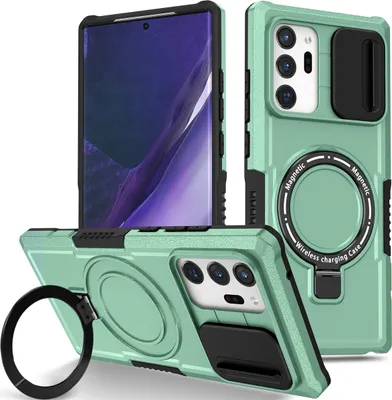Image de Etui pour Samsung Galaxy Note 20 Ultra 5G, compatible MagSafe, antichoc, résistant aux rayures, étui transparent vert