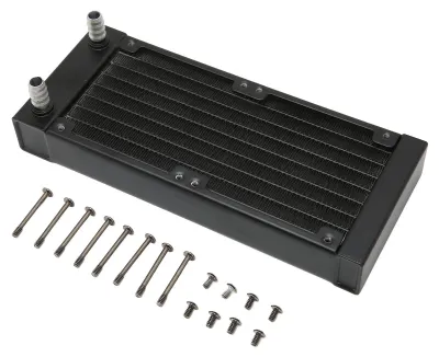 Image de Radiateur de refroidissement à eau à 8 tubes de 9,5 mm, robinet de 80 mm, double ventilateur, échangeur thermique en aluminium avec vis pour imprimante d'ordinateur