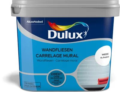Produktbild von Dulux Fresh up Wandfliesenfarbe Glänzend, Frische Farbe für Ihr Bad, Weiß, 750 ml