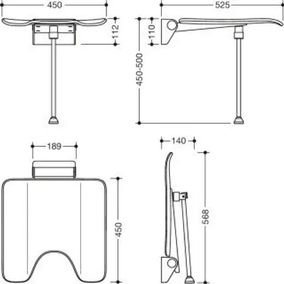 Produktbild von HEWI 900.51.21460 ER Klappsitz, Scham, plvb,