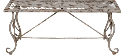 Obrázek produktu pro Zahradní lavička Clayre & Eef 105x35x44 cm bílo-hnědá kovová