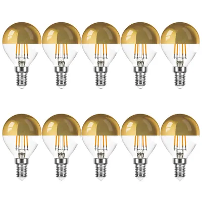 Produktbild von 10 x LED Filament Tropfen 4W fast 40W E14 Kopfspiegel gold Kugel extra warmweiß 2200K KVG