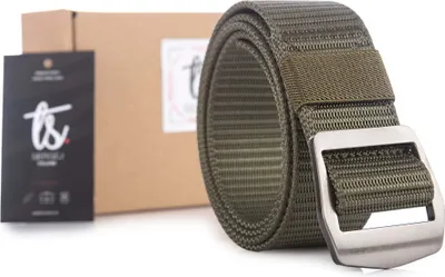 Zdjęcie produktu dla Męski Pasek Do Spodni Mocny Wojskowy Survivalowy Materiałowy Militarny Spartan Zielony