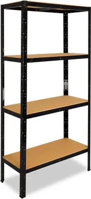 Produktbild von Famanu Metallregal schwarz 200x70x30 cm - 4 Ablageböden - 175 kg Tragkraft pro Regalboden
