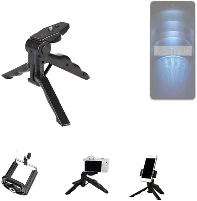 Produktbild von K-S-Trade Stativ Tisch-Ständer Dreibein Handy-Stativ Ständer kompatibel mit Vivo iQOO Neo9s Pro+ Mini-Stativ Smartphone Tripod Handy-Stativ aus