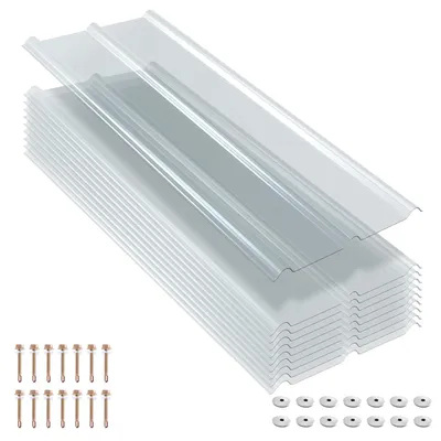Produktbild von ISOISL 10er Set FRP Lichtplatten 50x160 cm, 1 mm Trapez-Wellplatten klar, UV-Schutz, hagelfest & wetterfest, inkl. Schrauben für Terrassendach Carport