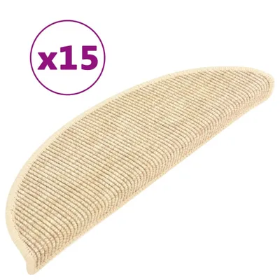 Obrázek produktu pro Schodové rohože 15 ks 56 x 17 x 3 cm světle béžové, půlkulaté