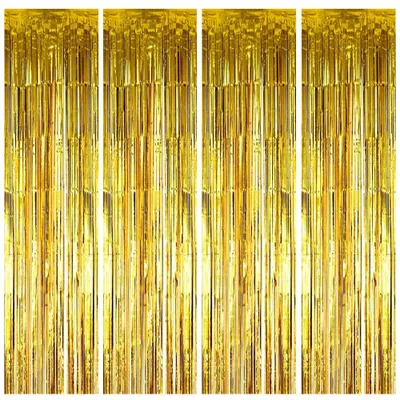 4er-Set Glitzer-Vorhänge, gold, 1x2 m, für Partys & Hochzeiten