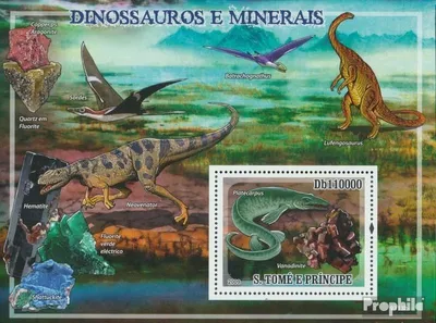 Produktbild von Briefmarken Sao Tome e Principe 2009 Mi Block699 (kompl.Ausg.) postfrisch Prähistorische Reptillien und Mineralien