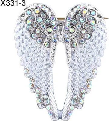 Produktbild von Frauen Strass Intarsien Engel Flügel Brosche Pin Strickjacke Schal Corsage Abzeichen Dekor-X331-3