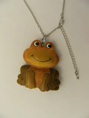 Produktbild von Kette mit Holzanhänger Frosch,  Ketten Modeschmuck Tiere Tier Frösche