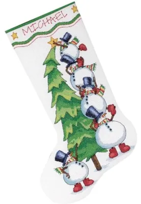 Zählkreuzstich-Set Weihnachtsstrumpf, Schneemänner, 40,6 cm