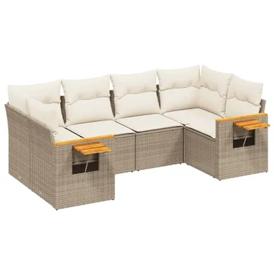 Produktbild von 6-tlg. Garten-Lounge-Set, modulares Sofa mit Stauraum, wasserabweisendem Beutel und Kissen, Beige Poly Rattan, pulverbeschichteter Stahl, UV-beständig