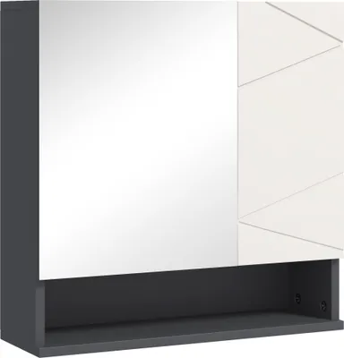 Image de kleankin armoire de toilette salle de bain, armoire de salle de bain avec miroir, armoire suspendue avec étagère réglable, compartiment ouvert, fonction anti-buée, gris
