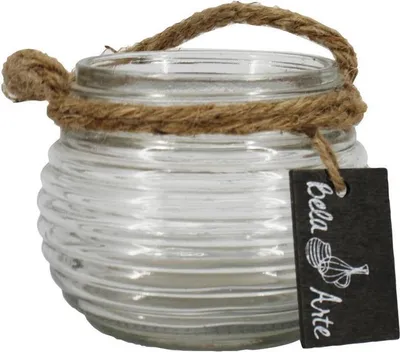 Produktbild von INNA-GLAS Teelichthalter PERBA mit Rillen, Henkel, klar, 9cm, Ø11,5cm - Kerzenglas