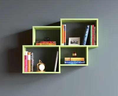 Immagine prodotto di HOMIDEA Bend: scaffale da parete, libreria, scaffale sospeso, scaffale decorativo per il soggiorno in stile moderno (verde)