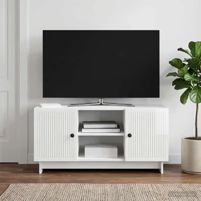Obrázek produktu pro Maison Exclusive – skříňka pod televizi 102 x 34,5 x 50 cm, lesklá bílá, dřevotřísková deska