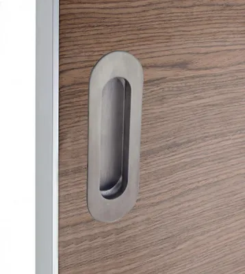 Image de Poignée porte coulissante ronde acier inoxydable brossé, gris