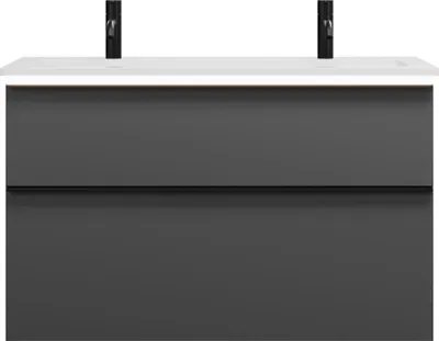 Produktbild von burgbad Eqio Mineralguss-Waschtisch mit 2 Armaturbohrungen, inklusive Waschtischunterschrank mit LED-Beleuchtung, 1020x490x638mm, SHCT102F6584C0001G0252