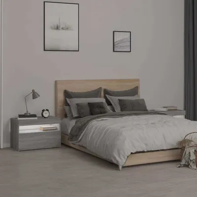 Immagine prodotto di vidaXL Comodini, set da 2 pezzi con luci a LED, grigio Sonoma, 60x35x40 cm