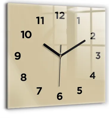 Produktbild von Wallfluent Große Wanduhr – Stilles Quarzuhrwerk - Uhr Dekoration Wohnzimmer Schlafzimmer Küche - Zifferblatt - schwarze Zeiger - 60 cm - Beige