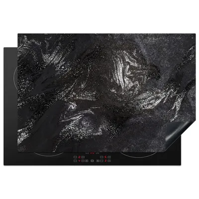 Produktbild von KitchenYeah© Herdabdeckplatte Marmor - Steine - Schwarz , 76x51cm, Küche Deko, Glaskeramikkochfeld Herdabdeckung, Abdeckplatte fùr Kochfeld