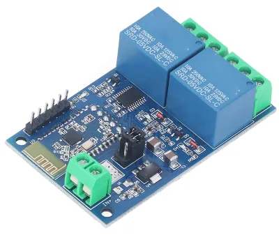 Immagine prodotto di Modulo relè BT a 2 canali con controllo remoto tramite app, per dispositivi di domotica, alimentazione 5V DC
