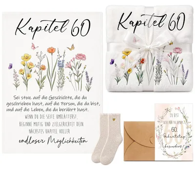 Produktbild von Flauschdecke zum 60. Geburtstag mit Grußkarte