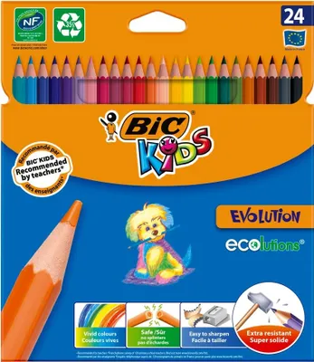 Image de Bic 9375152 BIC KIDS Crayons de couleur Evolution ecolutions, boîte de 24