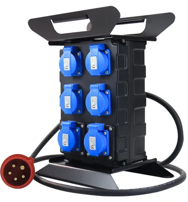 Image de Distributeur de courant CEE 16A / 400V avec 6 prises Schuko