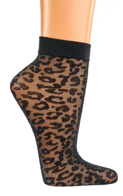 Produktbild von 5 Paar TippTexx 24 Modische Feinsöckchen, Leopard-Muster