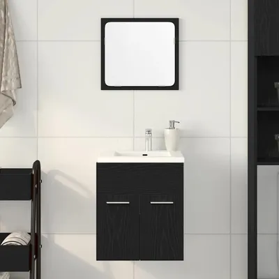 Produktbild von Möbel 2-tlg. Badmöbel-Set Schwarz Eichen-Optik Holzwerkstoff - Badezimmer 862038
