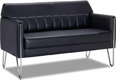 Produktbild von Exklusiver Schwarz 3-Sitzer Designer Sofa Wohnzimmer Ledercouch Möbel 182cm