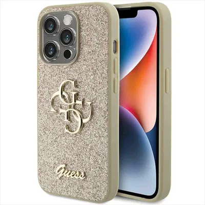 Produktbild von Guess Apple iPhone 15 Pro Schutzhülle Case Hülle Glitter Script Big 4G Gold
