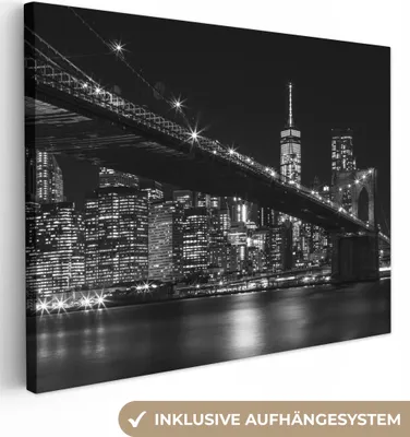 Obrázek produktu pro OneMillionCanvasses® - Plátno nástěnné umění - New York - Brooklyn - Bridge, nástěnná malba, nástěnné dekorace obrazy obývací pokoj, 120x90cm