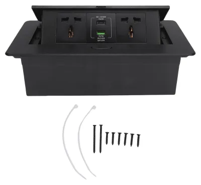 Immagine prodotto di Prese da tavolo a scomparsa, con 2 prese di corrente AC, 16 A, 4000 W, 1 porta USB-A e 1 porta di tipo C, ideale perconferenze
