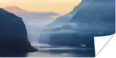 Produktbild von MuchoWow® Poster Fjorde in Norwegen Sonnenaufgang 40x20 cm - Poster für die Wand - Poster Schlafzimmer